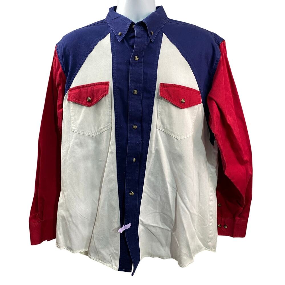 Vtg Express Rider Shirt Mens L Western USA Rodeo Cowboy Bullrider 90s